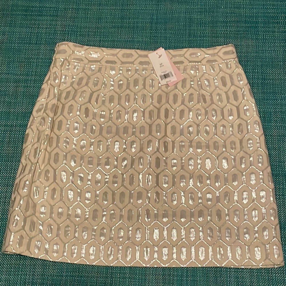 Metallic Silver Geometric Mini Skirt
